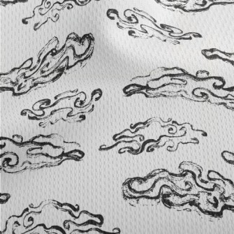 Hand Drawn Ink Clouds Athletic Mesh Flat Back