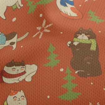 Winter Scarf Cat Athletic Mesh Flat Back