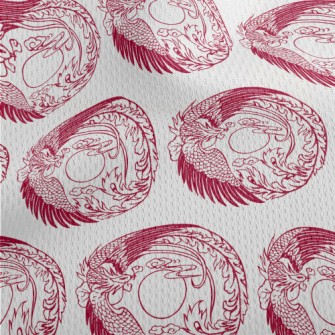 Hand Drawn Chinese Phoenix Athletic Mesh Flat Back