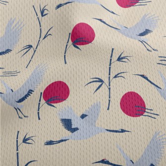 Flying Cranes And Bamboo Athletic Mesh Flat Back