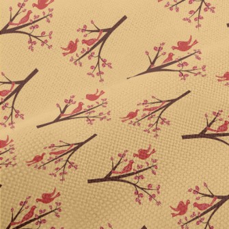 Autumn Birds And Branches Performance Linen
