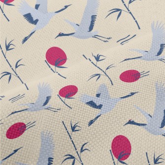 Flying Cranes And Bamboo Performance Linen