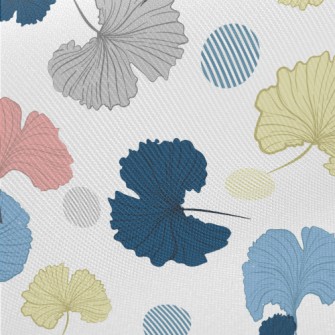 Colorful Hand Drawn Ginkgo Lea Twill