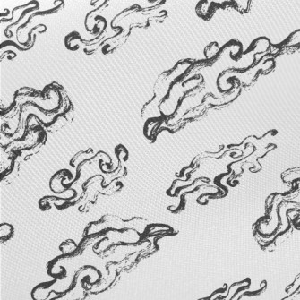 Hand Drawn Ink Clouds Twill