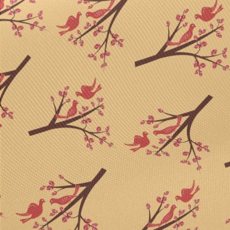 Autumn Birds And Branches Twill