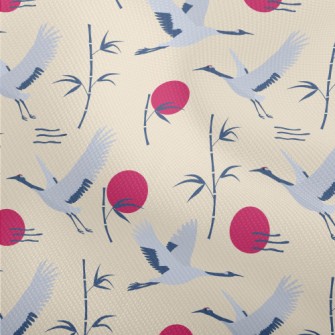 Flying Cranes And Bamboo Dobby