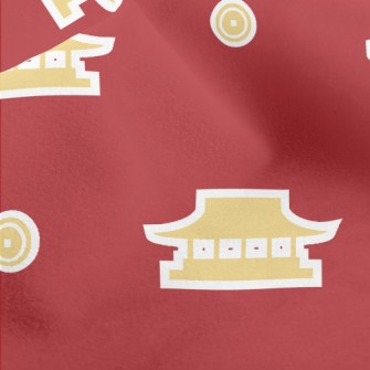Chinese Style Building Sticker Micro Fleece