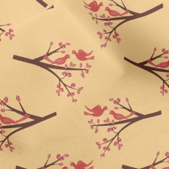 Autumn Birds And Branches Micro Fleece