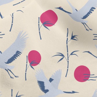 Flying Cranes And Bamboo Micro Fleece