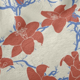 Vintage Tropical Hibiscus Minky