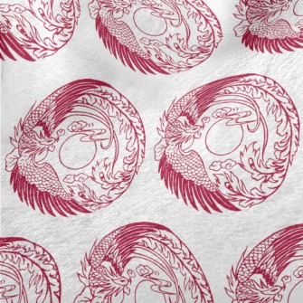 Hand Drawn Chinese Phoenix Minky