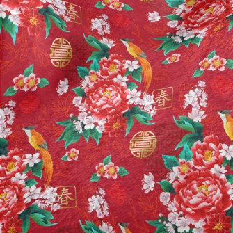 Chinese Festive Flowers And Bi Minky