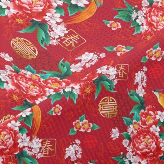 Chinese Festive Flowers And Bi Piqué