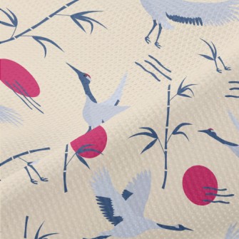 Flying Cranes And Bamboo Piqué