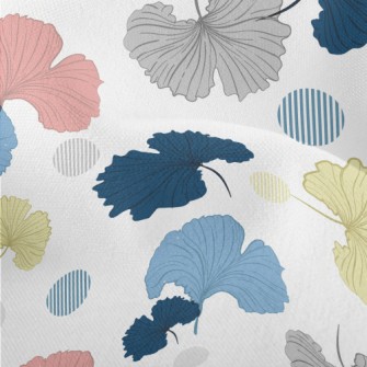 Colorful Hand Drawn Ginkgo Lea Lightweight Performance Linen