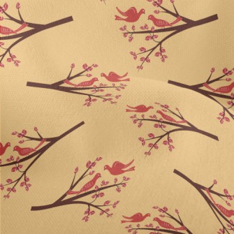 Autumn Birds And Branches Lightweight Performance Linen