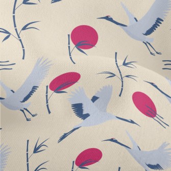 Flying Cranes And Bamboo Lightweight Performance Linen