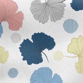 Colorful Hand Drawn Ginkgo Lea Jersey Backed Fleece