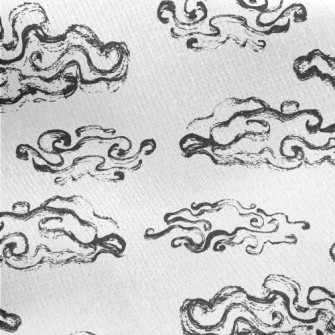 Hand Drawn Ink Clouds Jersey Backed Fleece