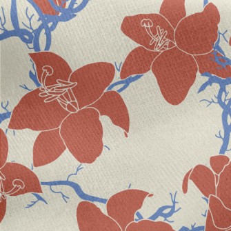 Vintage Tropical Hibiscus Jersey Backed Fleece