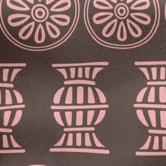 Flowers And Vases Doodle Jersey Backed Fleece