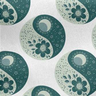 Flower Sun And Moon Yin And Ya Jersey Backed Fleece