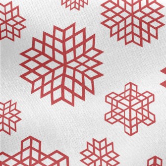 Red Christmas Snowflakes Jersey Backed Fleece
