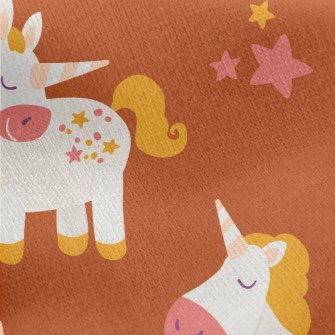 Happy Cartoon Unicorn Jersey Backed Fleece