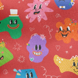 Funny Cartoon Shapes Jersey Backed Fleece