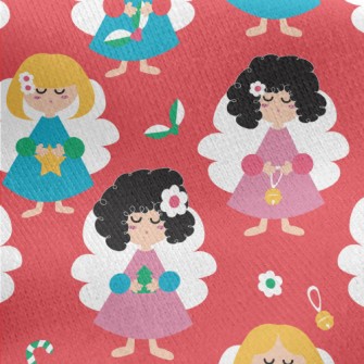 Cute Christmas Girl Jersey Backed Fleece