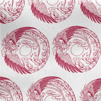 Hand Drawn Chinese Phoenix Jersey Backed Fleece