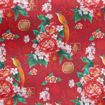Chinese Festive Flowers And Bi Jersey Backed Fleece