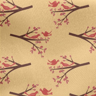 Autumn Birds And Branches Jersey Backed Fleece