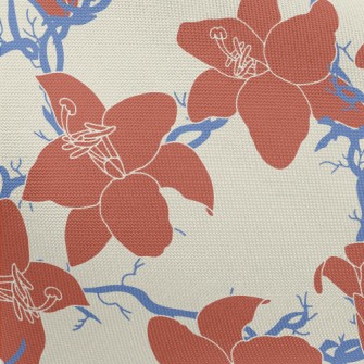 Vintage Tropical Hibiscus Pongee