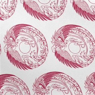 Hand Drawn Chinese Phoenix Pongee