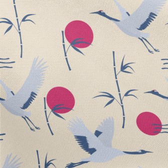 Flying Cranes And Bamboo Pongee