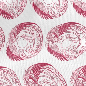 Hand Drawn Chinese Phoenix Stretch Jersey