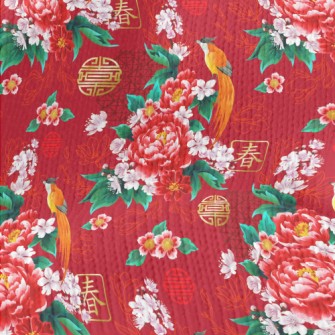 Chinese Festive Flowers And Bi Stretch Jersey
