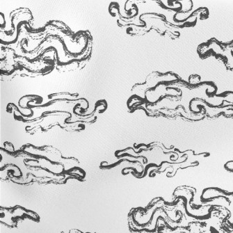 Hand Drawn Ink Clouds Lightweight Cotton Poplin