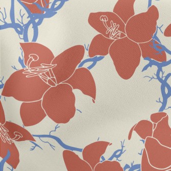 Vintage Tropical Hibiscus Lightweight Cotton Poplin