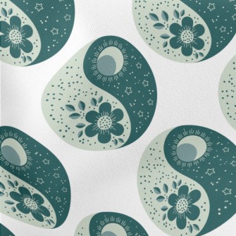 Flower Sun And Moon Yin And Ya Lightweight Cotton Poplin