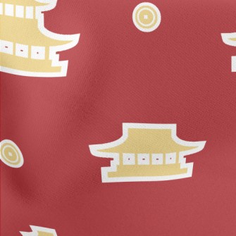 Chinese Style Building Sticker Lightweight Cotton Poplin