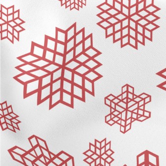 Red Christmas Snowflakes Lightweight Cotton Poplin
