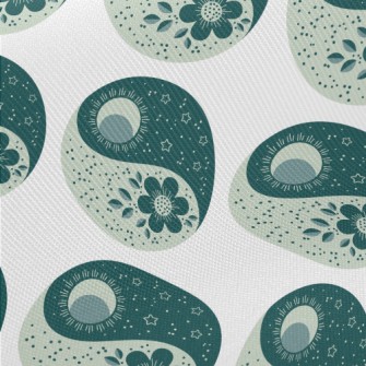 Flower Sun And Moon Yin And Ya Midweight Cotton Poplin