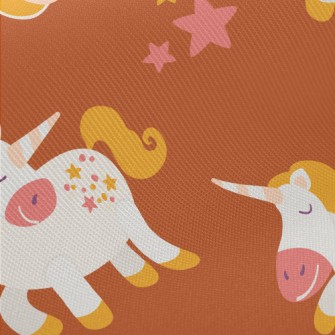 Happy Cartoon Unicorn Midweight Cotton Poplin