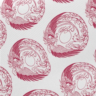 Hand Drawn Chinese Phoenix Midweight Cotton Poplin