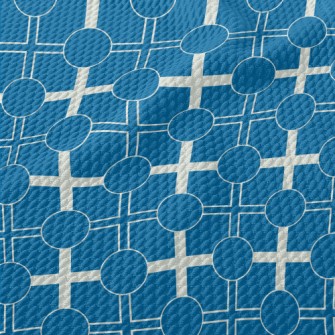 Blue And White Geometric Patte Birdseye Piqué