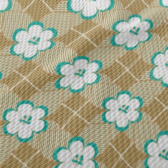 Geometric Flowers And Leaves Birdseye Piqué