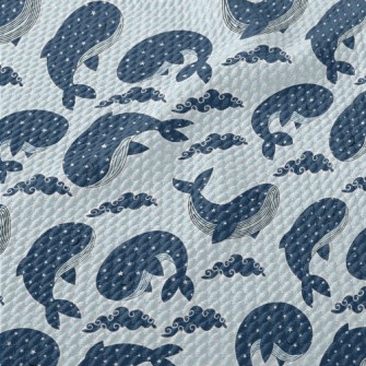Closed-eye Whale And Stars Birdseye Piqué