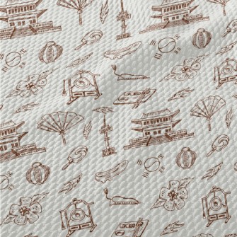 Hand Drawn Korean Elements Birdseye Piqué
